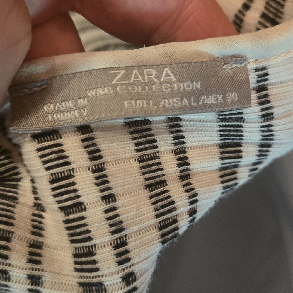 HOST PICK! 🎉Zara White/cream & Black Collection Knit Striped Tank Top SzL NWOT - Picture 7 of 7